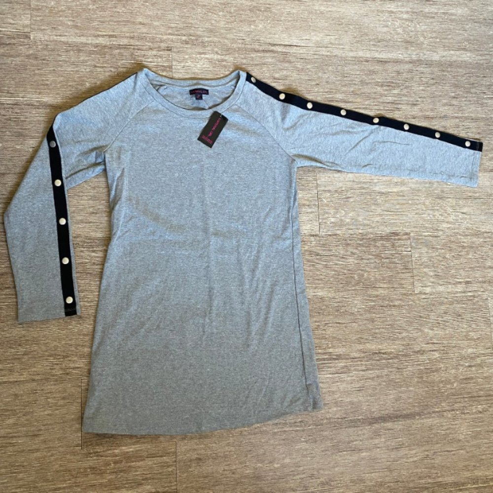 Material Girl Heather Gray Black Stripe Sweatshirt